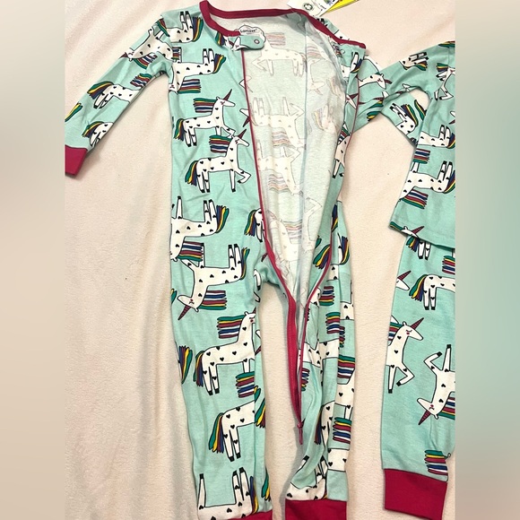 Lamaze Organic 2 PAIRS of Aqua & Pink Unicorn Print Footless Pajamas 18 Months - Picture 7 of 15